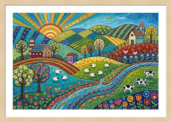 Colorful Farmland Landscape