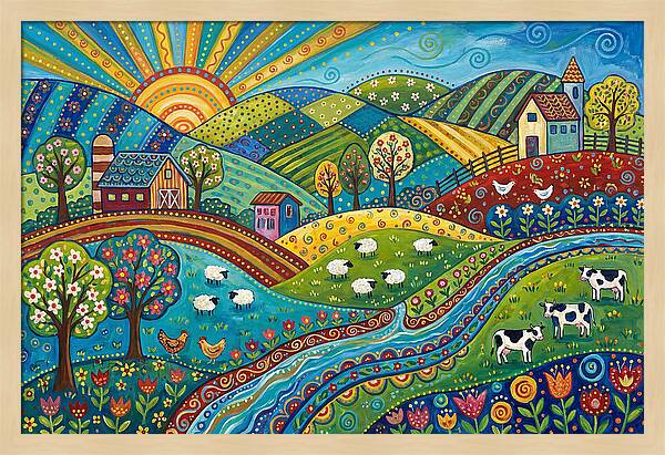 Colorful Farmland Landscape
