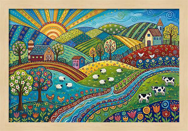 Colorful Farmland Landscape