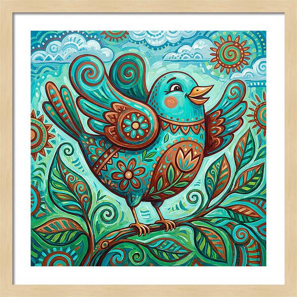 Colorful Folk Bird Celebration