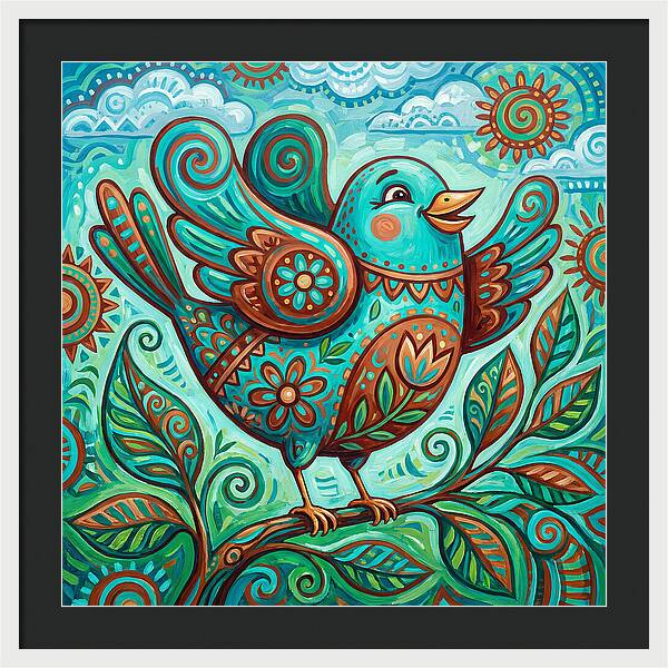Colorful Folk Bird Celebration