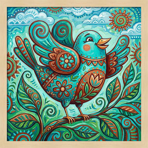 Colorful Folk Bird Celebration