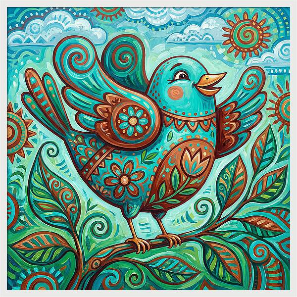 Colorful Folk Bird Celebration