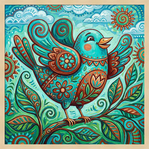 Colorful Folk Bird Celebration