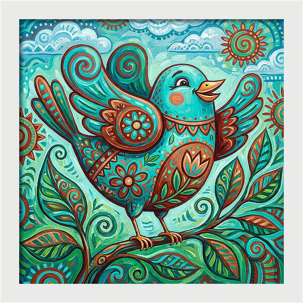 Colorful Folk Bird Celebration