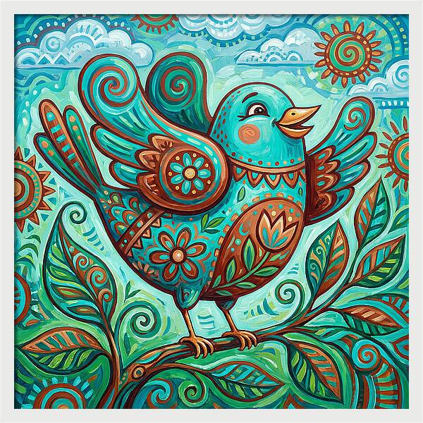 Colorful Folk Bird Celebration
