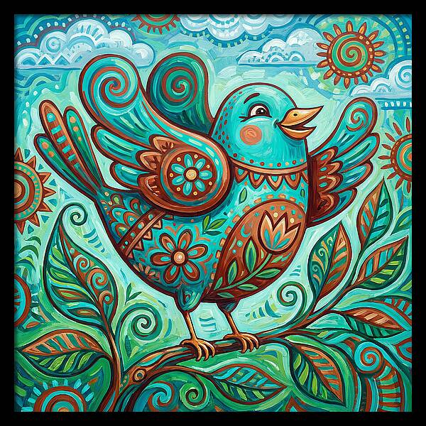 Colorful Folk Bird Celebration