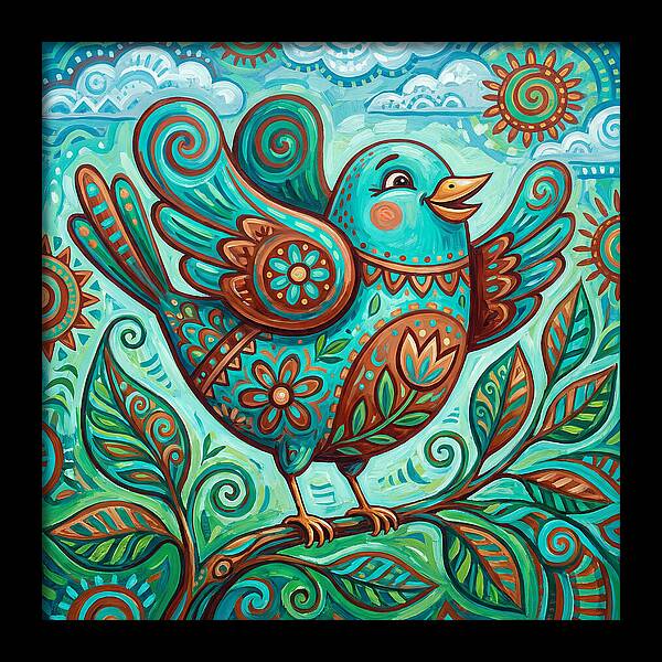 Colorful Folk Bird Celebration
