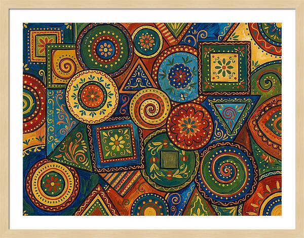 Colorful Folk Geometry Patterns