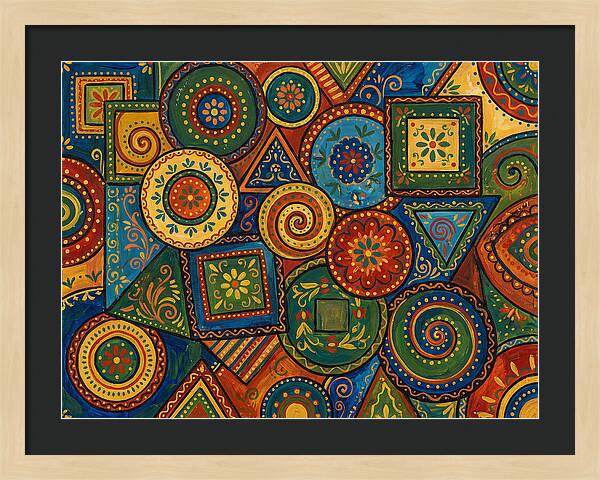 Colorful Folk Geometry Patterns