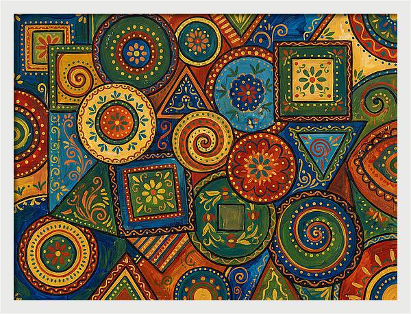 Colorful Folk Geometry Patterns