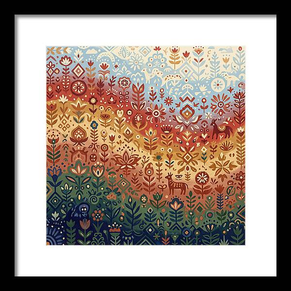 Colorful Folk Nature Scene