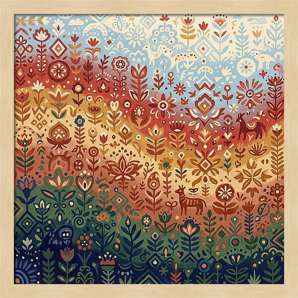 Colorful Folk Nature Scene
