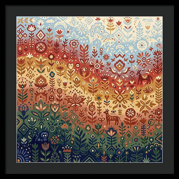 Colorful Folk Nature Scene