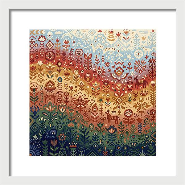 Colorful Folk Nature Scene
