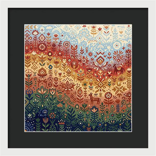 Colorful Folk Nature Scene