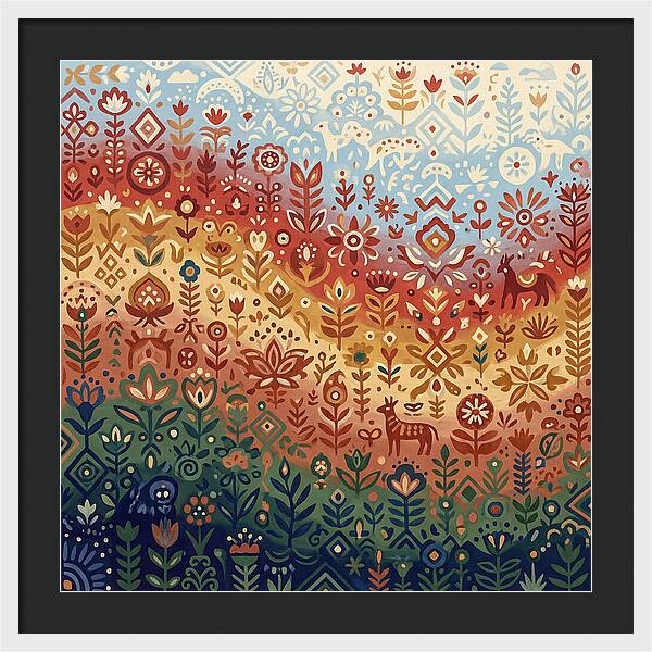 Colorful Folk Nature Scene
