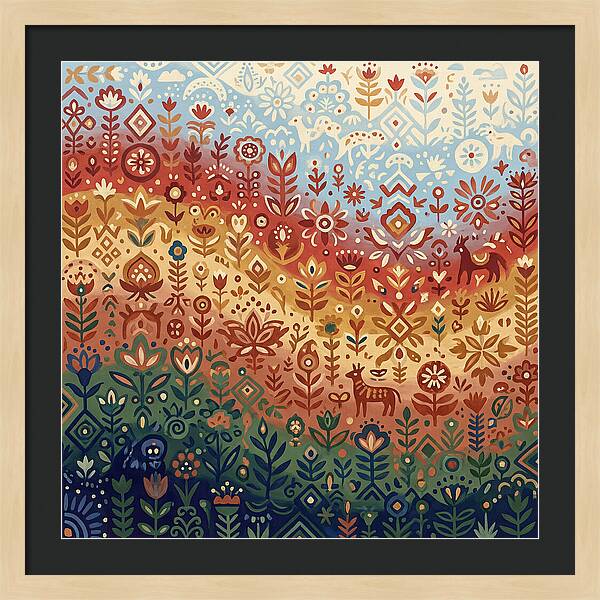 Colorful Folk Nature Scene