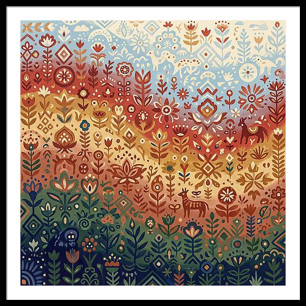 Colorful Folk Nature Scene