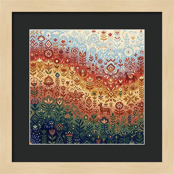 Colorful Folk Nature Scene