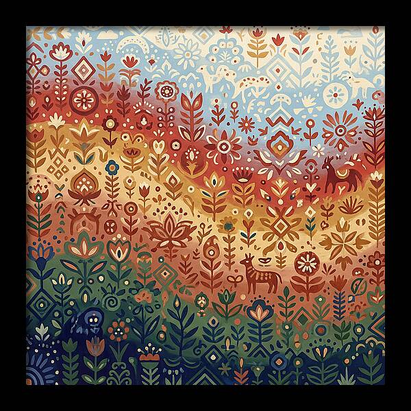 Colorful Folk Nature Scene