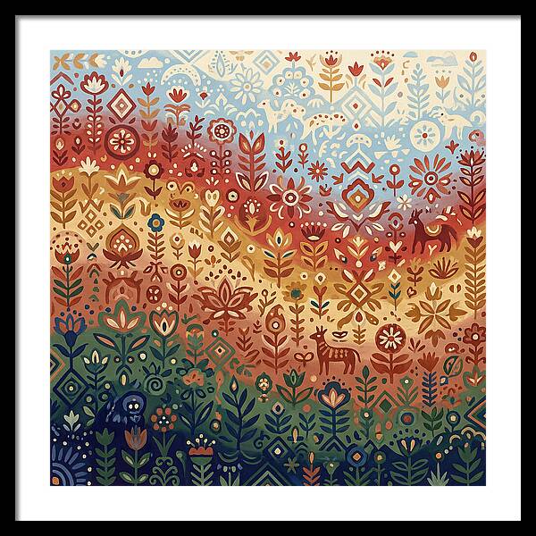 Colorful Folk Nature Scene