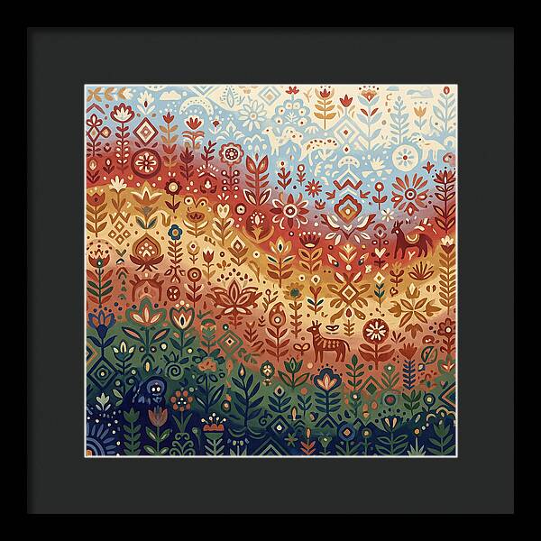 Colorful Folk Nature Scene