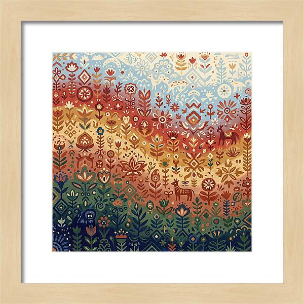 Colorful Folk Nature Scene