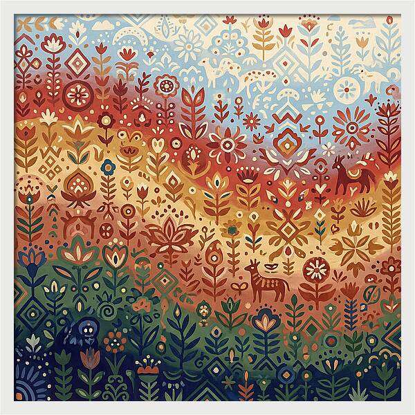 Colorful Folk Nature Scene