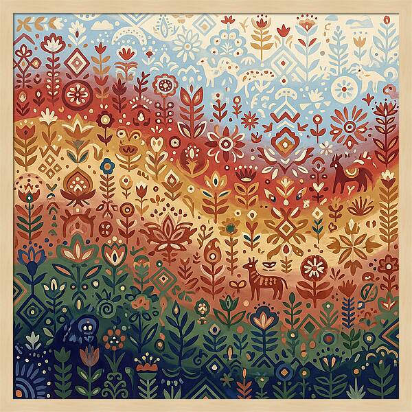 Colorful Folk Nature Scene