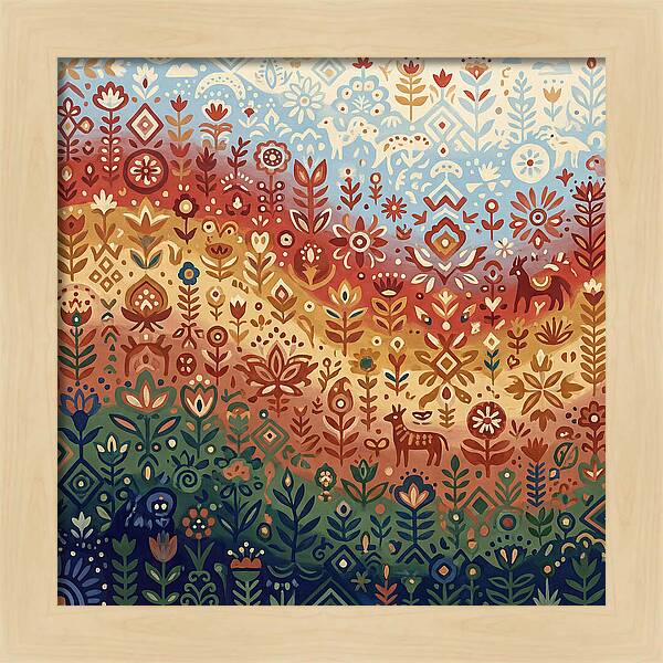 Colorful Folk Nature Scene