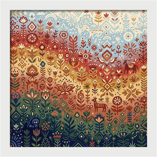 Colorful Folk Nature Scene