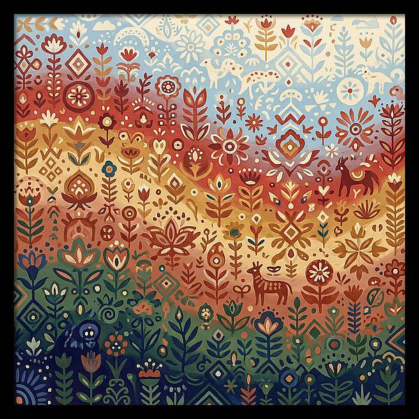 Colorful Folk Nature Scene
