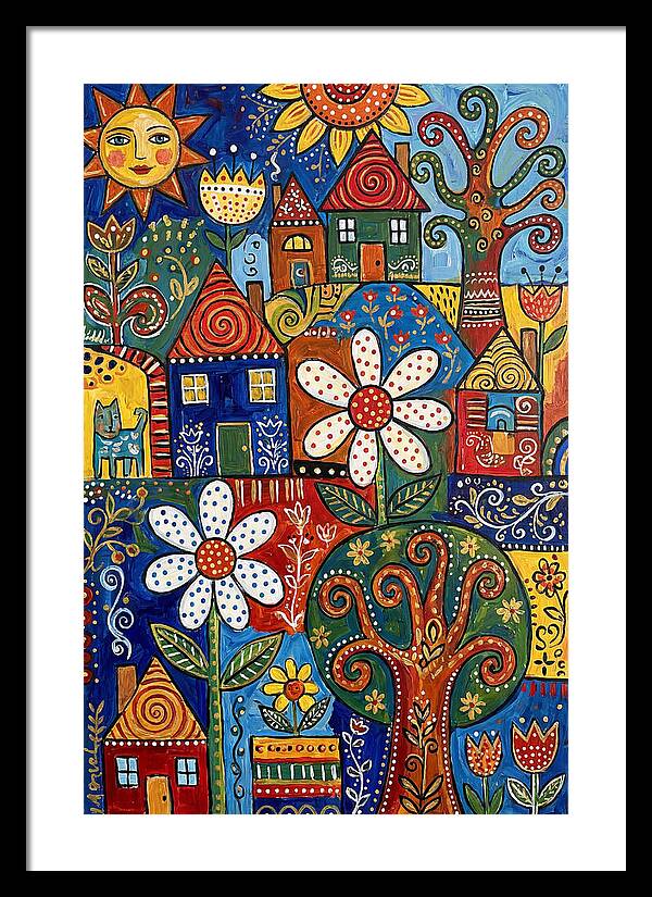 Colorful Folk Village Scene