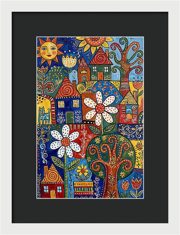 Colorful Folk Village Scene