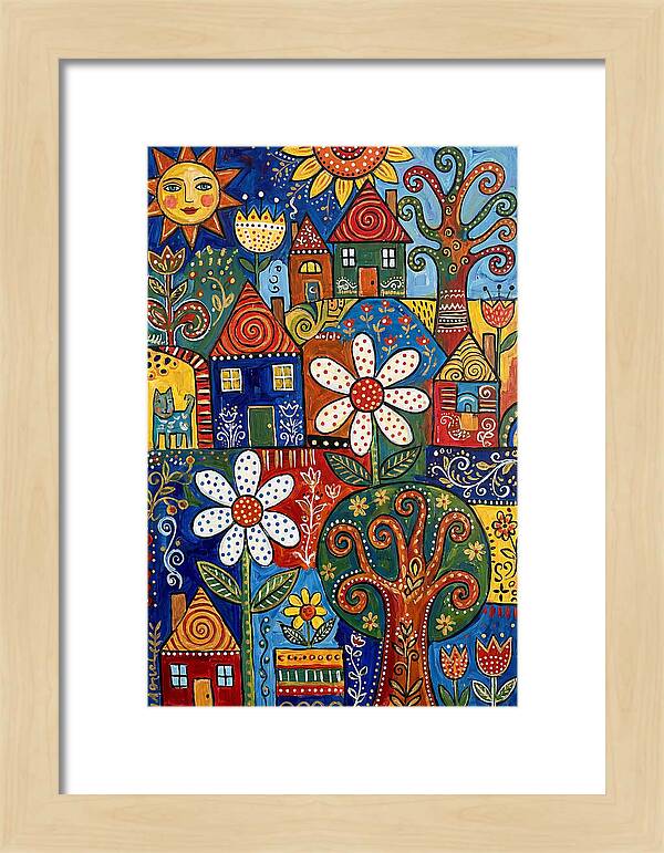 Colorful Folk Village Scene