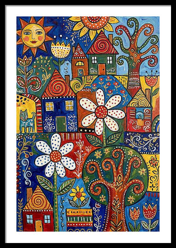 Colorful Folk Village Scene