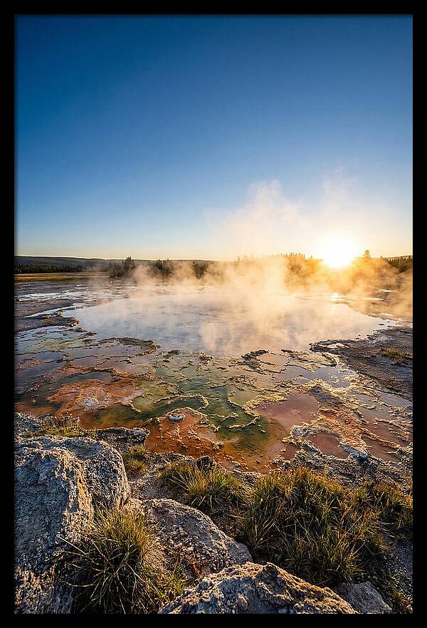 Colorful Geothermal Pool At Sunrise