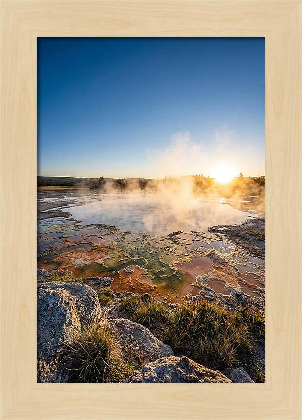 Colorful Geothermal Pool At Sunrise