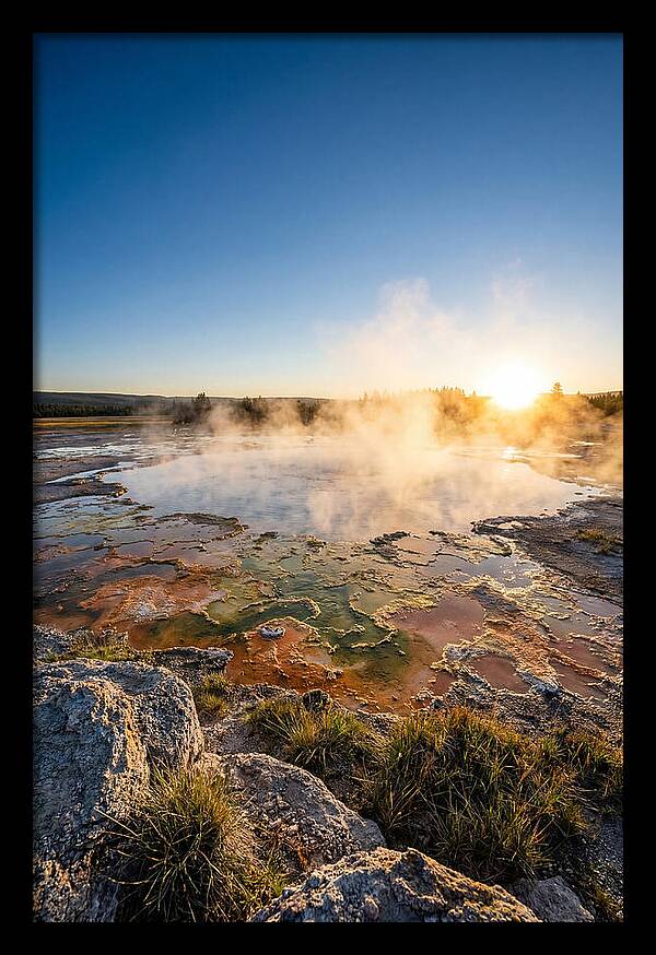 Colorful Geothermal Pool At Sunrise
