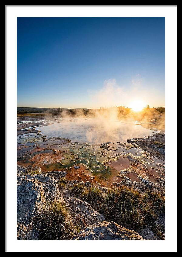 Colorful Geothermal Pool At Sunrise