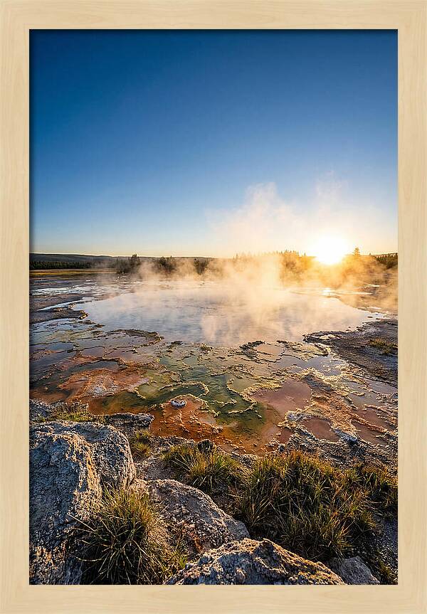 Colorful Geothermal Pool At Sunrise