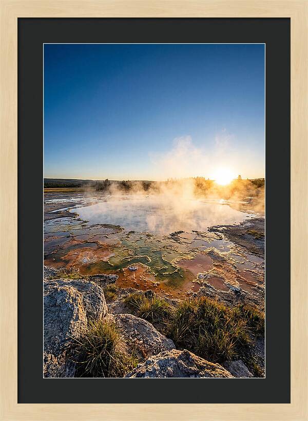 Colorful Geothermal Pool At Sunrise