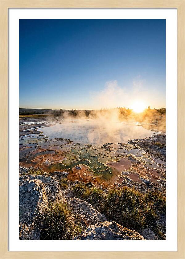 Colorful Geothermal Pool At Sunrise