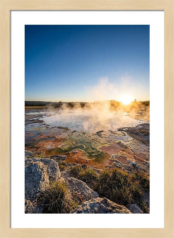 Colorful Geothermal Pool At Sunrise