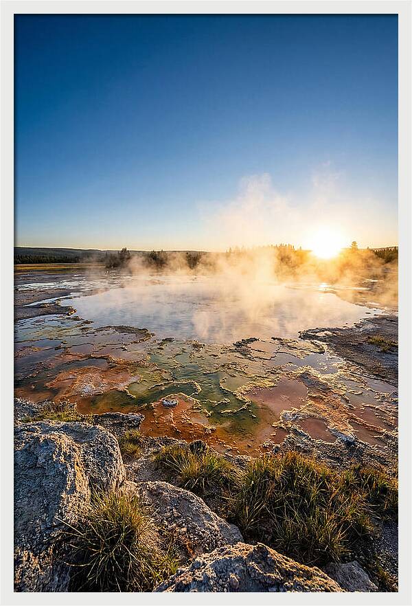 Colorful Geothermal Pool At Sunrise