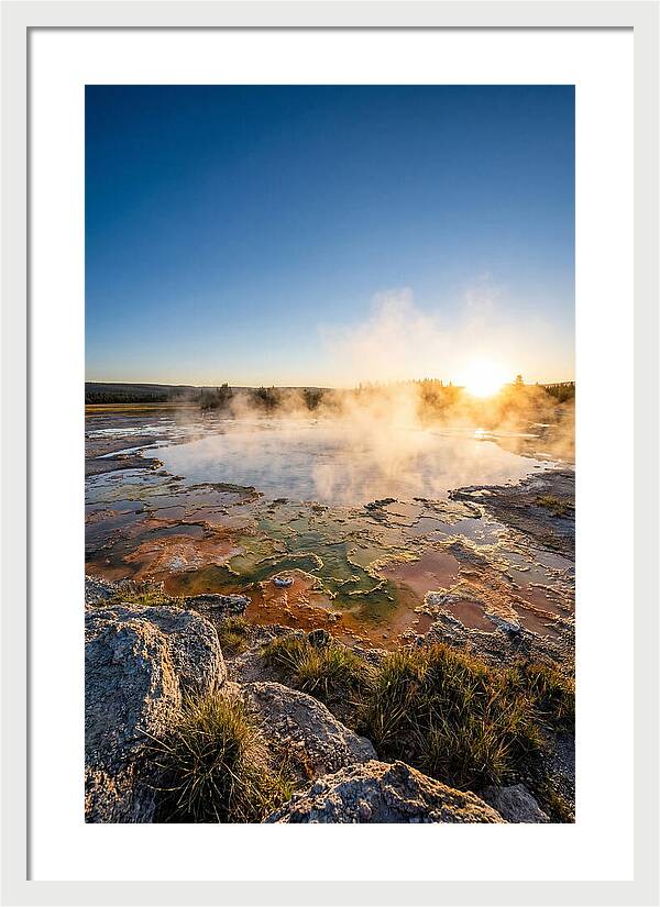 Colorful Geothermal Pool At Sunrise