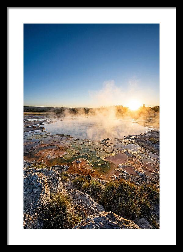 Colorful Geothermal Pool At Sunrise