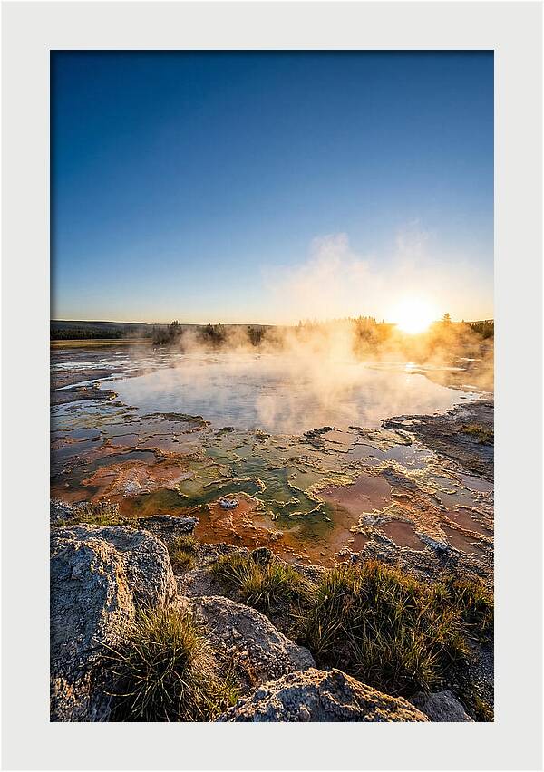 Colorful Geothermal Pool At Sunrise