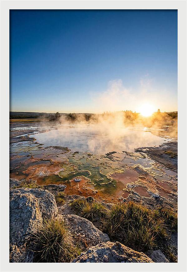 Colorful Geothermal Pool At Sunrise